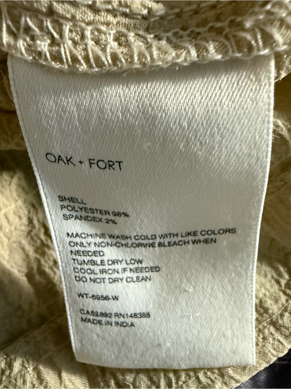 Oak + Fort Textured Tie Front Peplum Blouse Puff Sleeve Beige Size Small - Picture 10 of 10